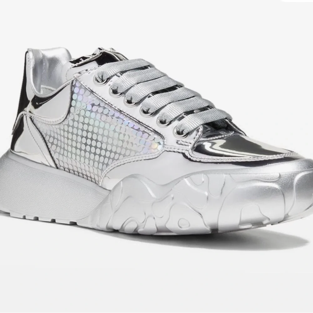 Alexander McQueen Silver Holographic Athletic Shoes